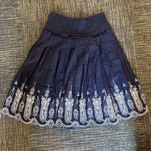 Vintage navy skirt with embroidered hem